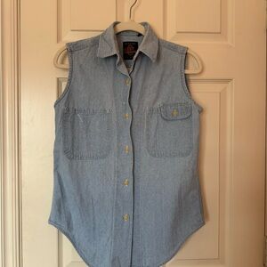 Vintage Sleeveless Denim Button-Up Shirt